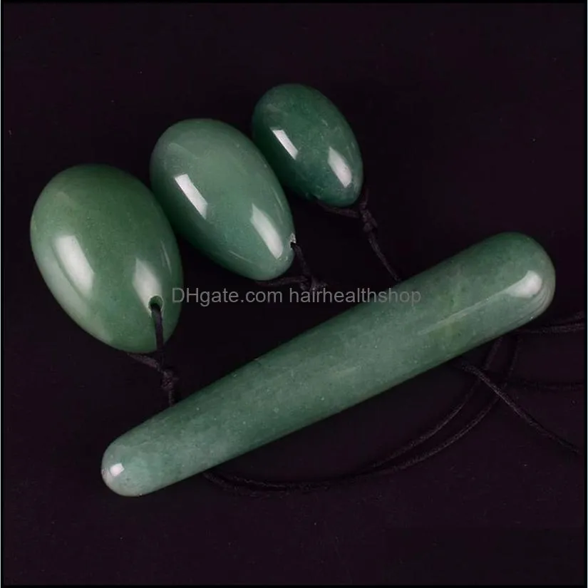 drilled yoni eggs massage wand set gift box natural green aventurine massage balls women kegel exerciser vaginal muscles tightening