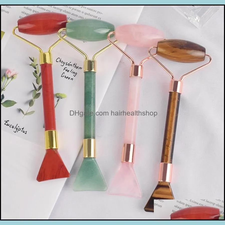 portable real aventurine jade roller for face noiseless jade roller facial massager with makeup brush function
