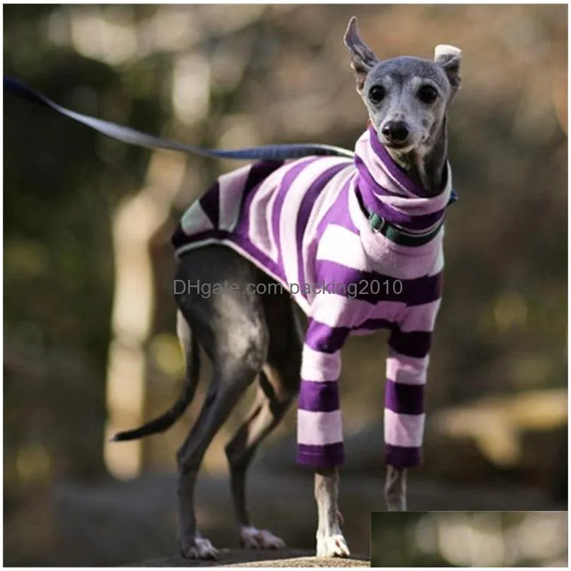 stripe high collar pets clothes personality pet dog accessories hound coats two long sleeves soft coat dogs supplies new 23bya f2