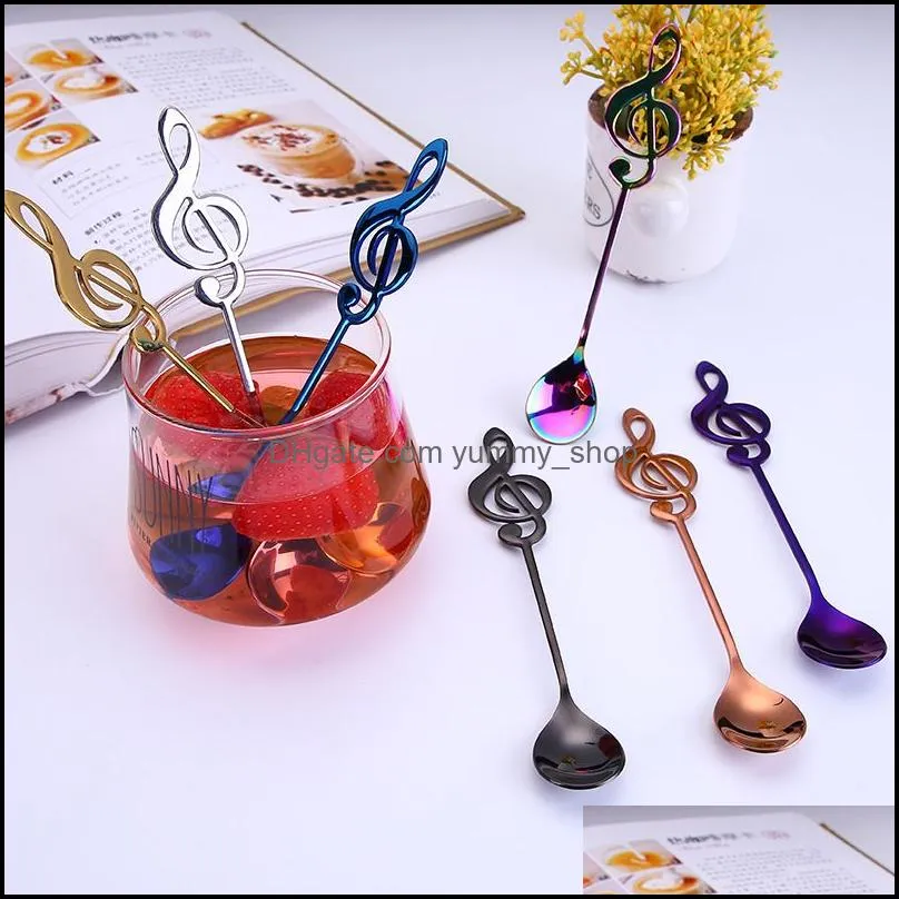 music note coffee spoon stainless steel home kitchen dining flatware ice cream dessert spoons cutlery tool