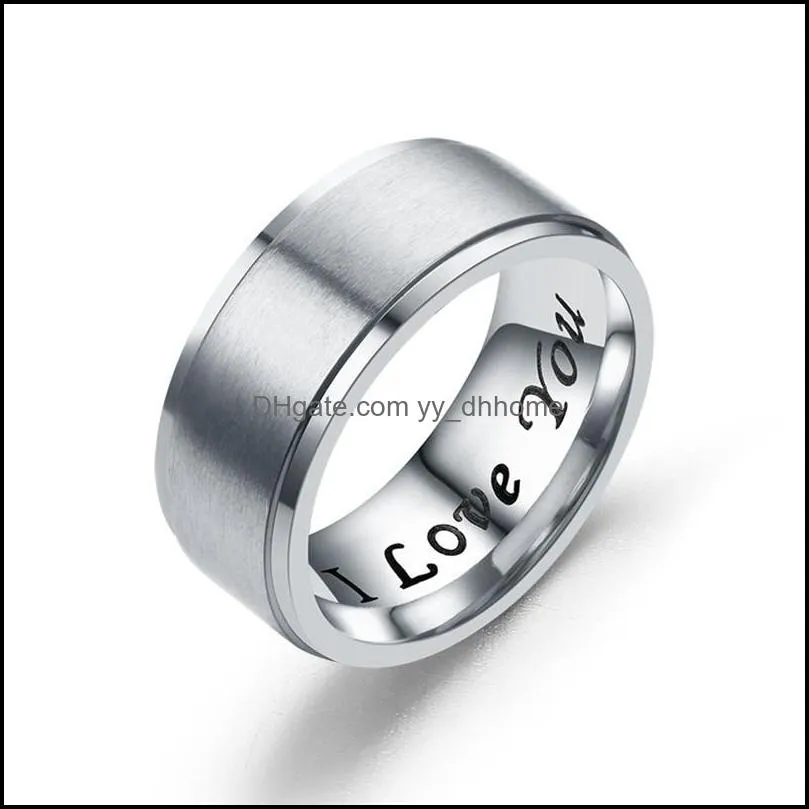 matte stainless steel i love you ring band engagement rings for women mens fashion jewelry