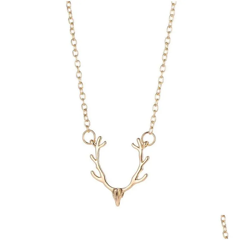 elk head pendant necklaces for women cute animal deer head pendants antler necklace jewelry gift