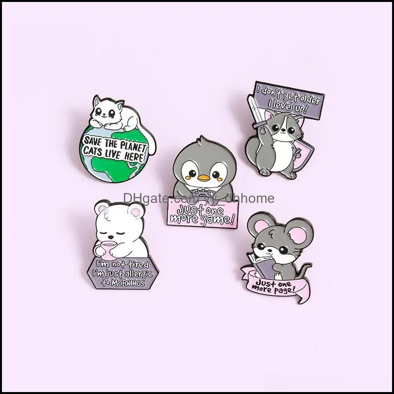 cute animal brooches pins enamel bear cat mouse brooch lapel pin badge fashion jewelry for girls kids