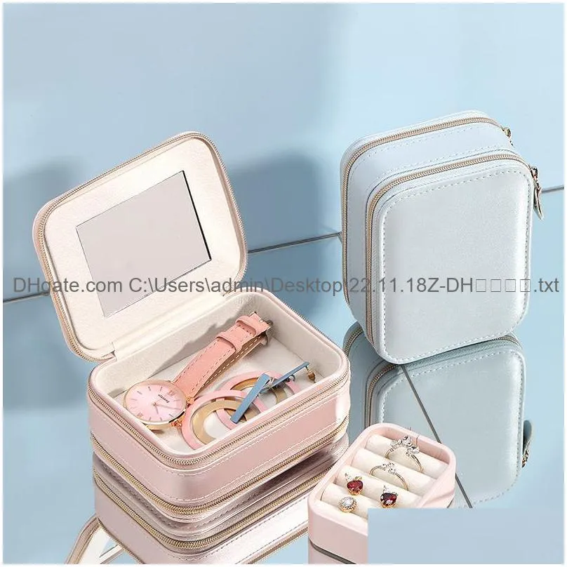 small jewelry box double layer travel organizer cute pu leather jewelry display boxes for rings earrings bracelets necklace accesories