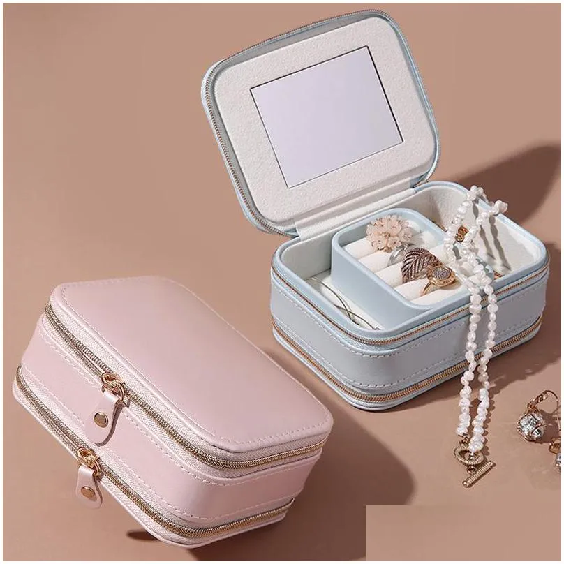 small jewelry box double layer travel organizer cute pu leather jewelry display boxes for rings earrings bracelets necklace