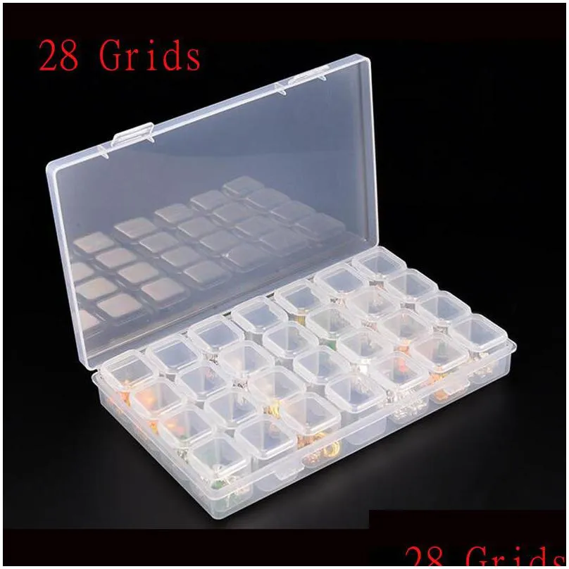 28/56 grids clear plastic organizer box storage container jewelry box with adjustable dividers for beads art diy crafts