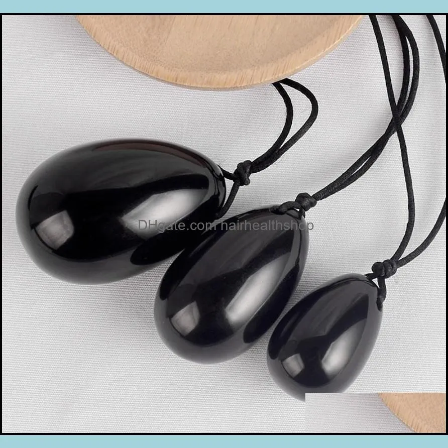 new arrival 3 pcs/set yoni eggs set natural yoni egg obsidian jade massage stone kegel exercise