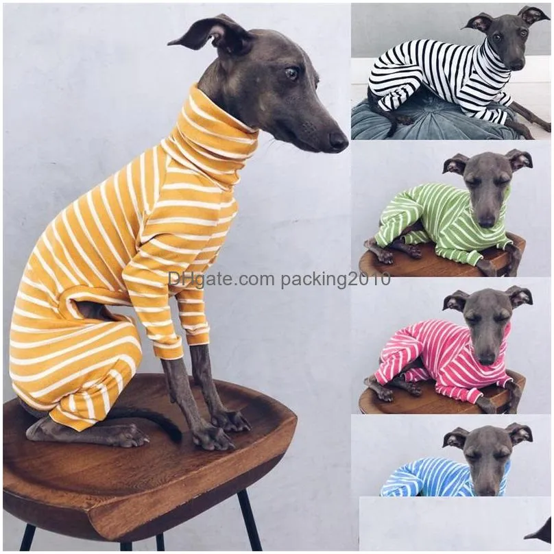 fashion pet dog clothes high collar puppy accessories stripe four long sleeves shirt keep warm dogs clothing new arrival 26lm f2
