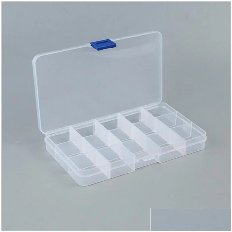 15 grids home storage box empty storage container box clear case for jewelry earring holder organizer boxes