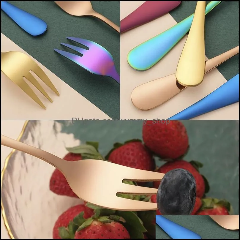 stainless steel forks home kitchen dining flatware gold dessert fruit fork cutlery set for party for event