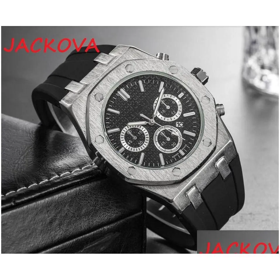 top brand black silicone quartz fashion mens time clock watches auto date men dress designer watch wholesale male gifts wristwatch