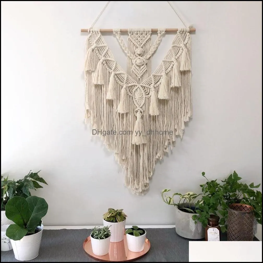 bohemia simple hand made weave tassel tapestry home decor wall hang holiday events party decorations