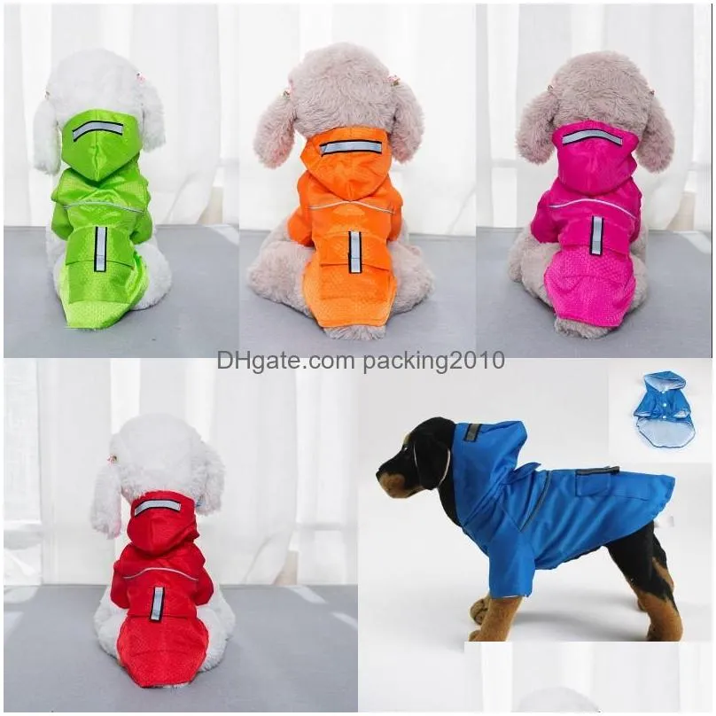 dog raincoat waterproof hood small pet rain coat puppy cat tactic rainwear double deck with pocket snap button 14 5sl g2