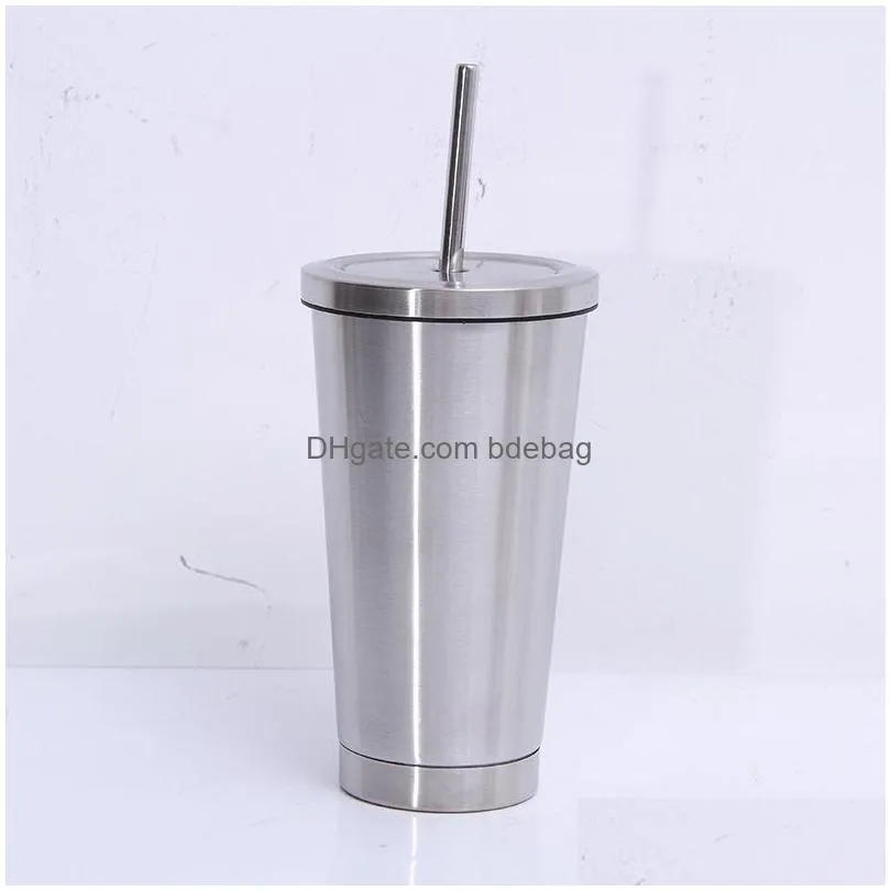 500ml 304 stainless steel sippy mug contain tubularis cup water bottle straight tube type vacuum tumbler fashionable office supplies 19tl