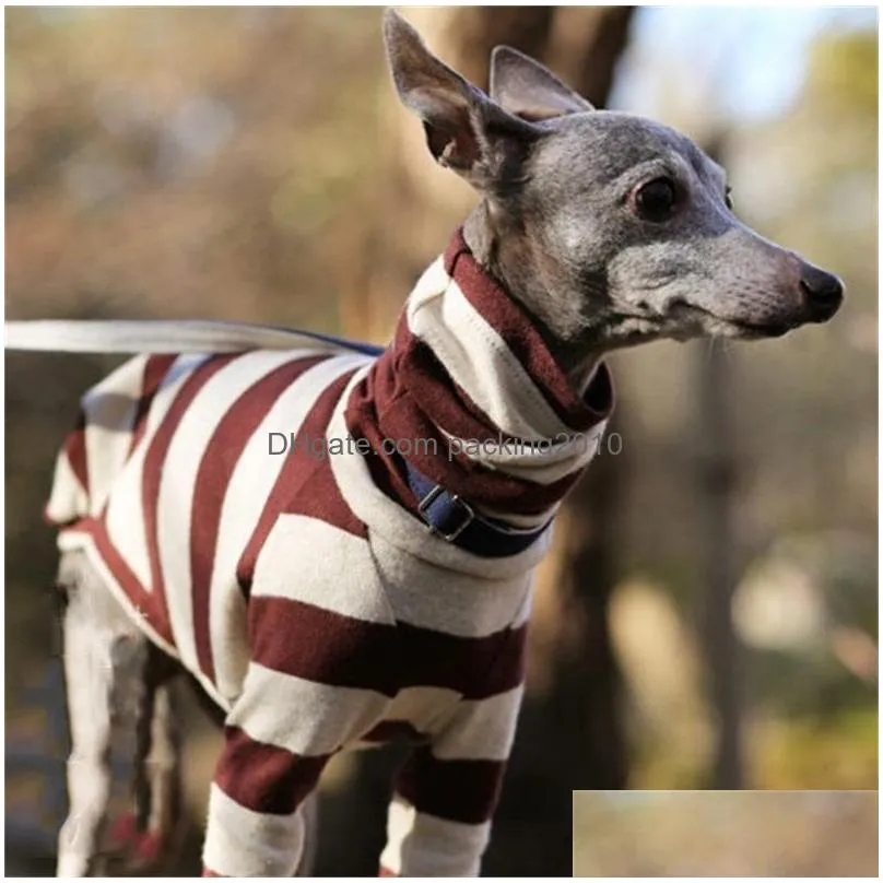 stripe high collar pets clothes personality pet dog accessories hound coats two long sleeves soft coat dogs supplies new 23bya f2