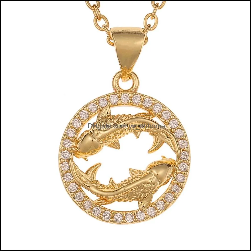 gold chain 12 zodiac sign necklace animal coin pendant pisces pendants charm star sign choker astrology necklaces for women fashion jewelry