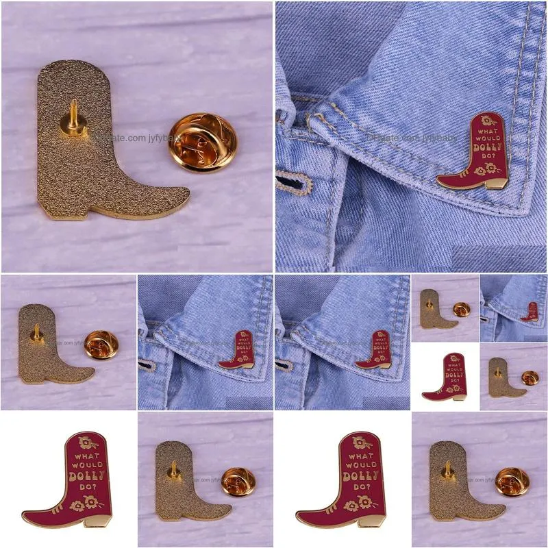 dolly parton  boot enamel pin i will always love you jolene coat of many colors western cowgirl country music brooch