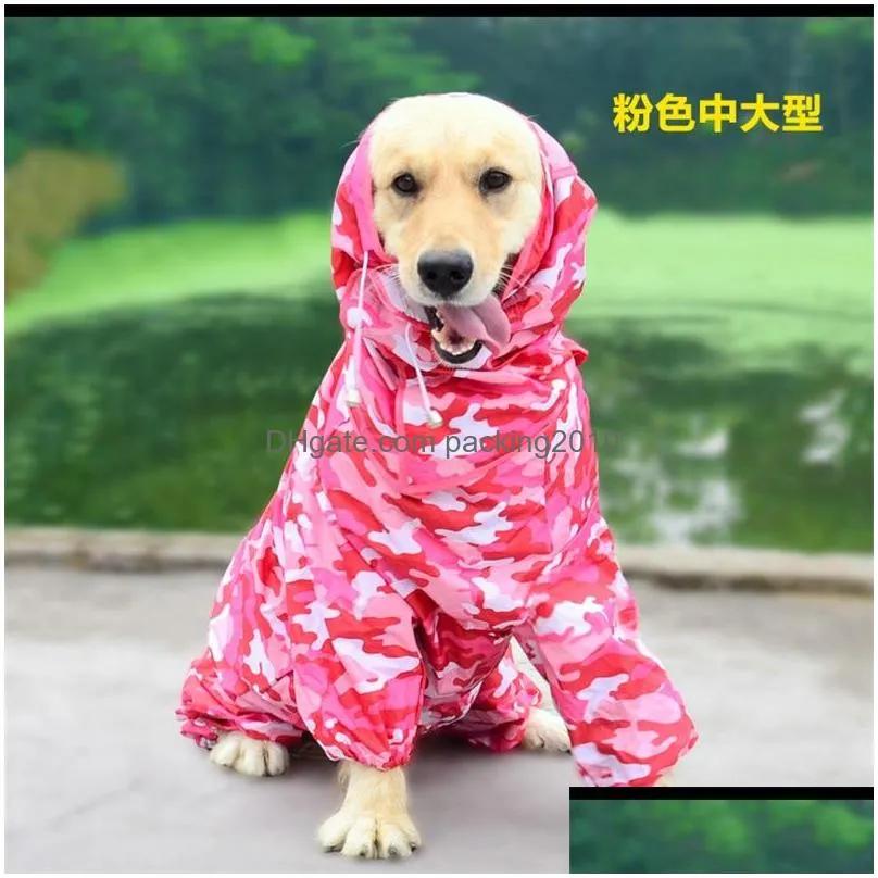 large pet dog apparel raincoat waterproof rain clothes jumpsuit for big medium small dogs golden retriever outdoor pet clothing coat 20220107