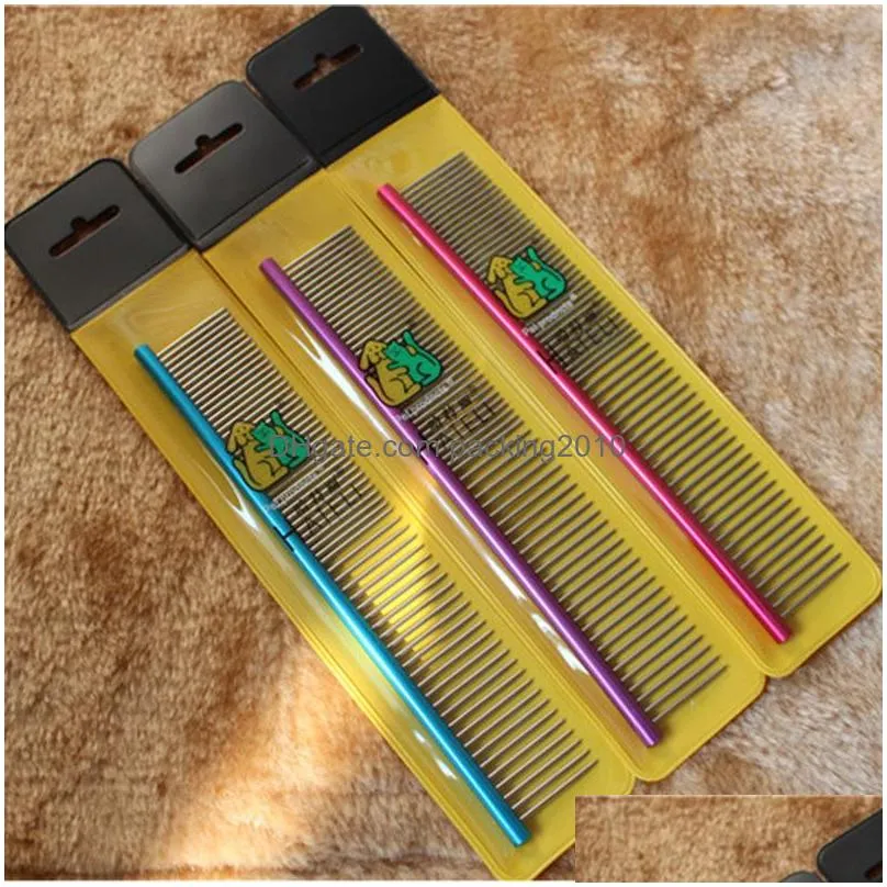 stainless steel beautytools doggy comb dog cats hair brush teddy dogs cat purple blue hairs combs 8 5zs l1