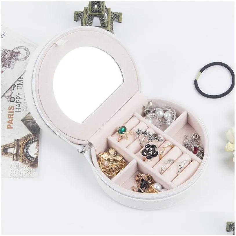 portable jewelry box pu leather doubel layer travel jewellery organizer for necklace earring rings holder case