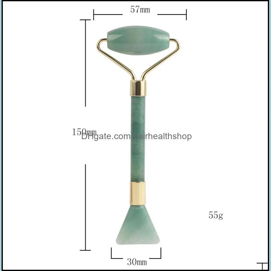 portable real aventurine jade roller for face noiseless jade roller facial massager with makeup brush function