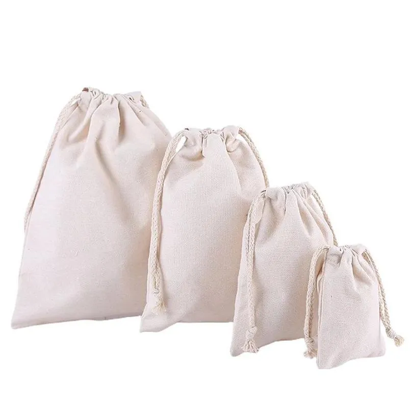 reusable cotton bags muslin bag canvas drawstring pouch gift jewelry packaging