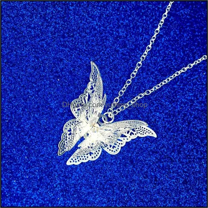 silver butterfly diamond necklace chain jewelry women necklace fashion jewelry fashion gift