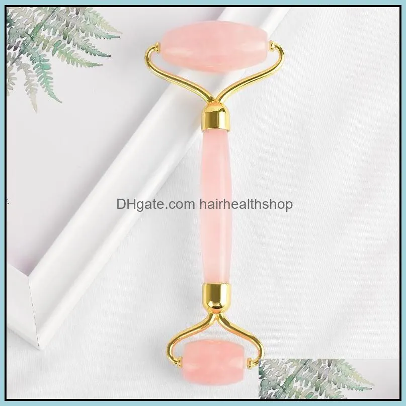 factory direct sale rose quartz facial roller massager real natural pink jade massage roller for face