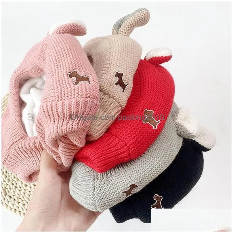 knitted hat dog apparel winter warm puppy cap fashion rabbit ear design beanie for cute pet dogs cat puppies animal christmas hats knitteds hats 20220106