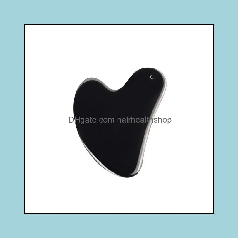 high quality beauty skincare face care guasha massager electroplating black 304 stainless steel heart shape facial gua sha scraping massage