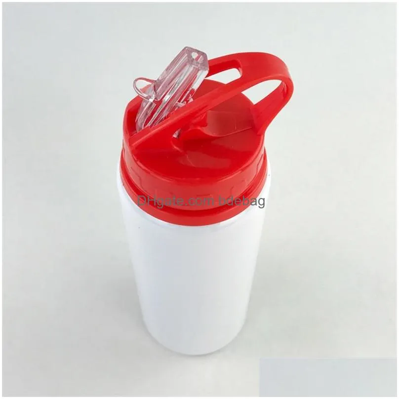 aluminum cup sublimation blanks heat resistant 600ml color cover big mouth suction nozzle water bottle sports kettle white diy 8 5ty