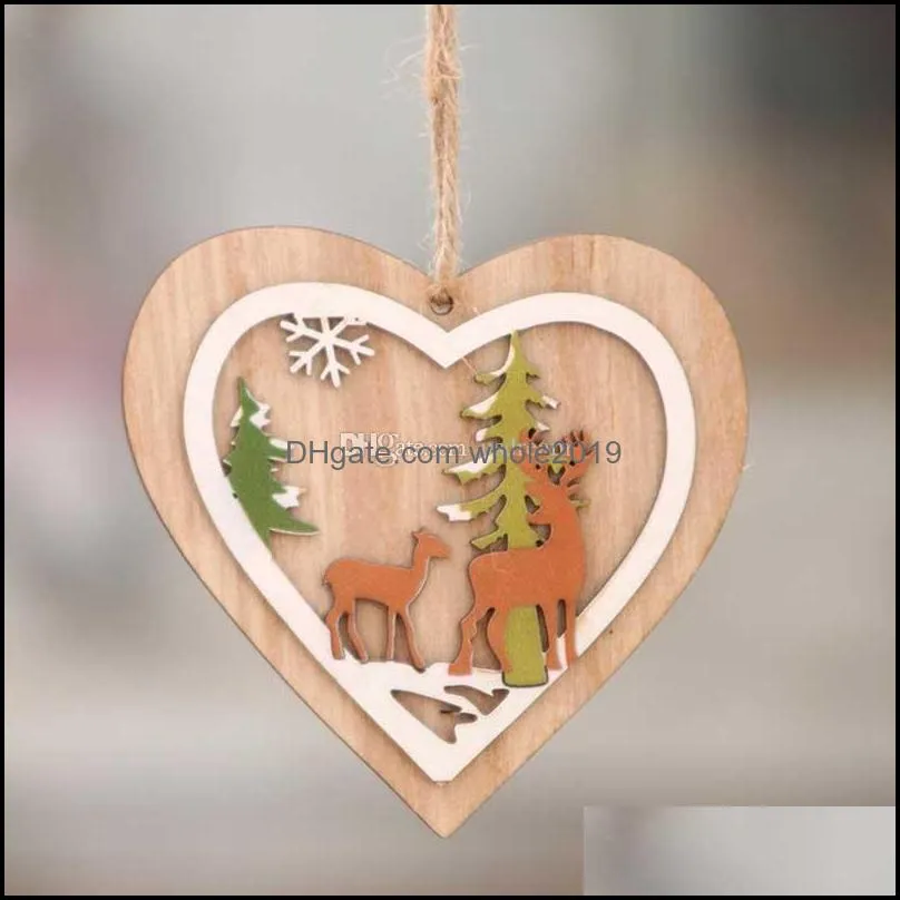 christmas decorations wood christmas ornaments hangs christmas tree heart snowflake jingle bell hangs el home decor