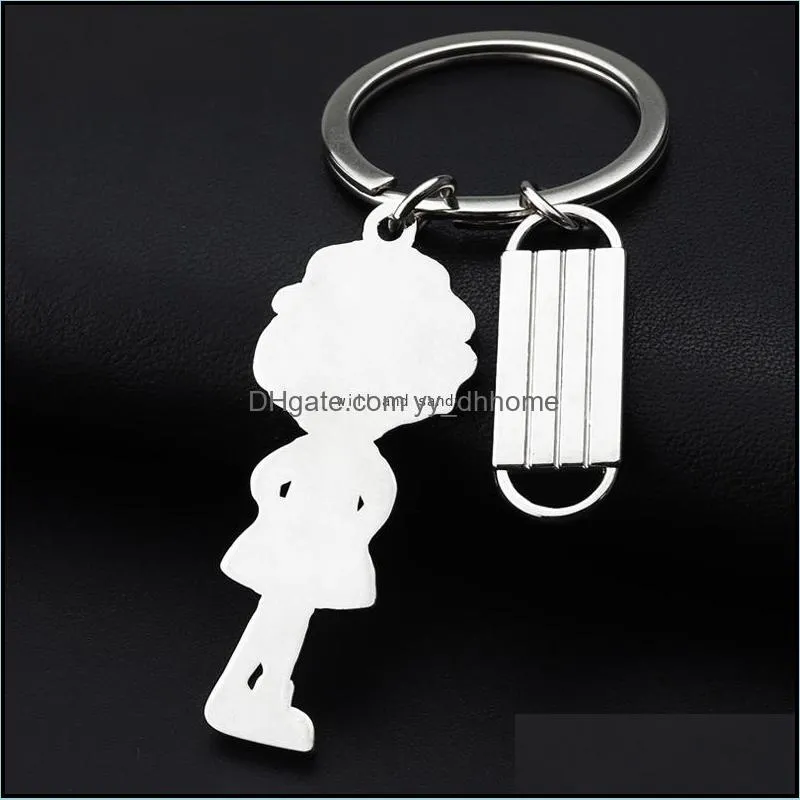 enamel nurse with surgical mask key ring metal doctor keychain gift bag hanging women men fashion jewelry