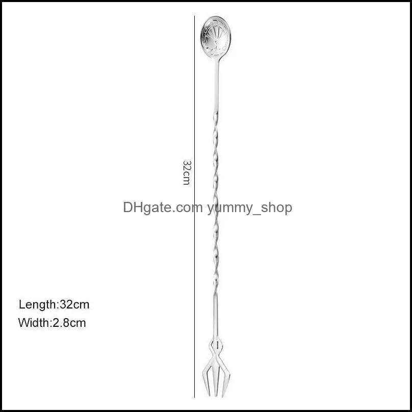 double head wine mixing spoon fork stainless steel home kitchen dining flatware spiral long handle ice scoop spoons forks cutlery bar