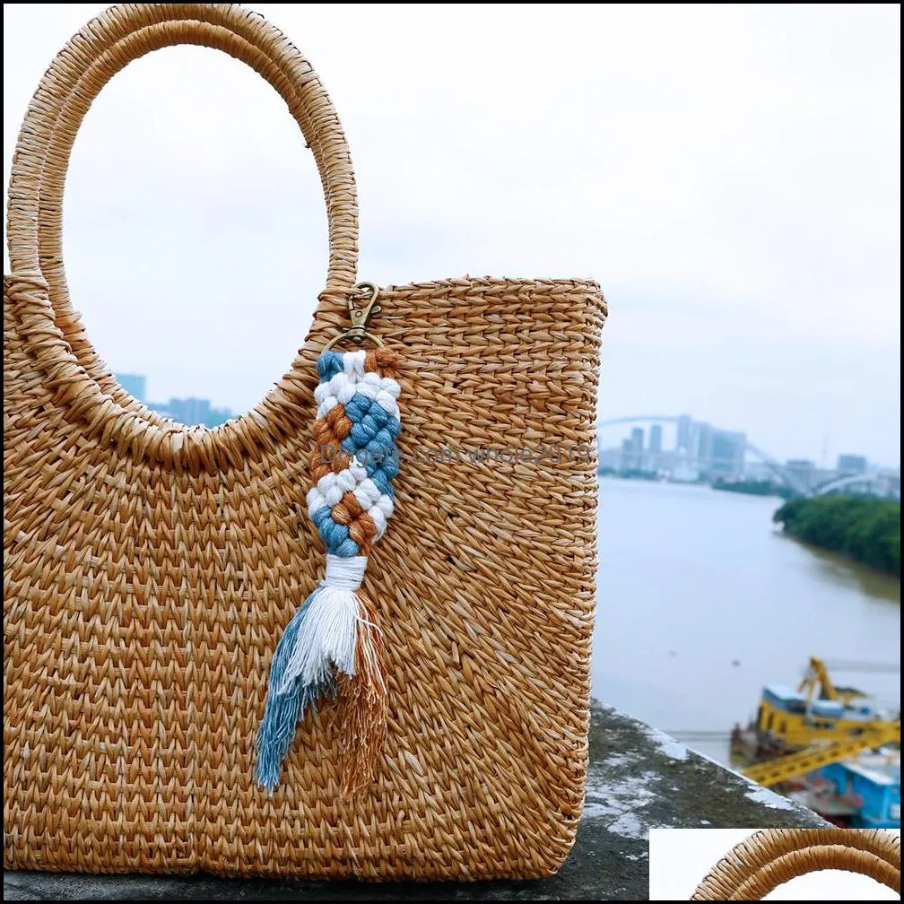 handwork cotton rope knit fish mermaid key rings handbag hangs for women men fashion jewelry