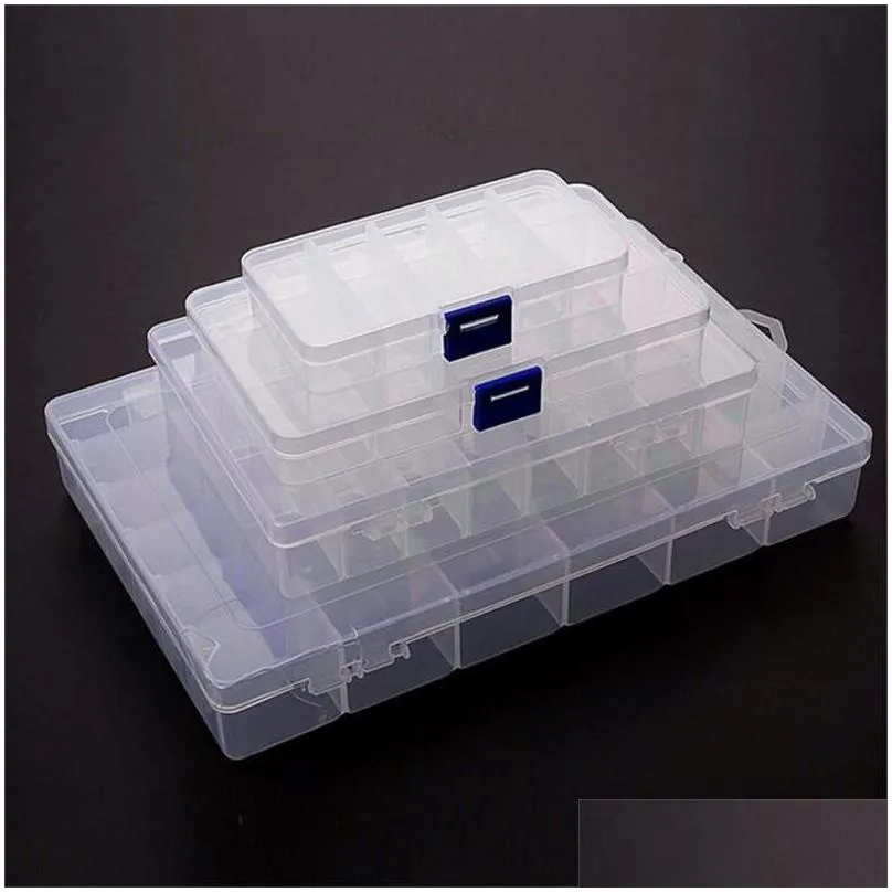 transparent plastic jewelry organizer box 10 15 24 36 slots storage containers beads ring earrings storage box