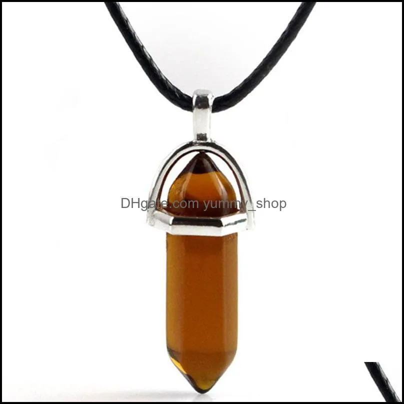 natural stone hexagonal prism necklace yoga women mens necklace fashion jewelry