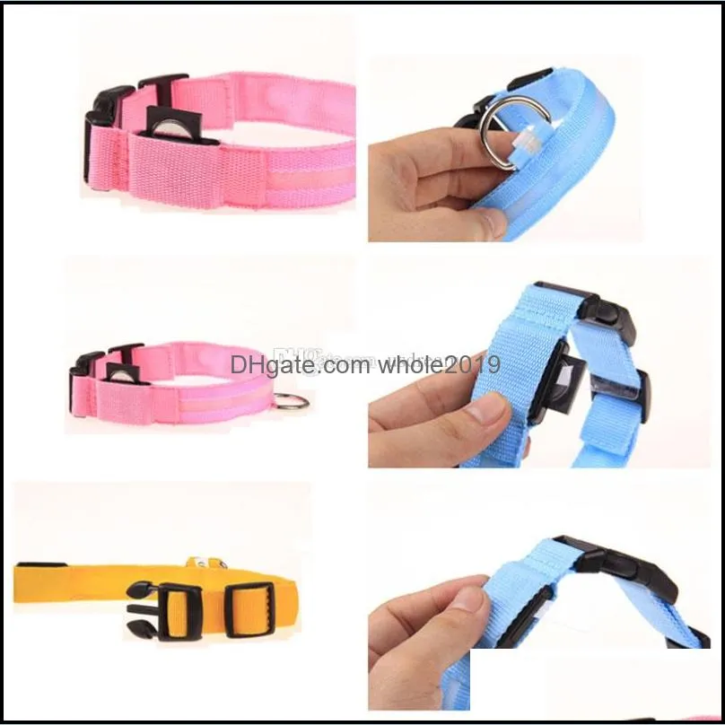 led flash pet dog collars adjustable night safety light leash puppy dogs home pets supplies