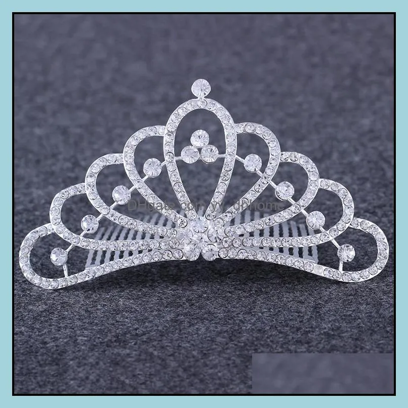 crystal bride crown tiara comb diamond heart headband headdress bridal rhinestone combs wedding birthday pageant party fashion jewelry