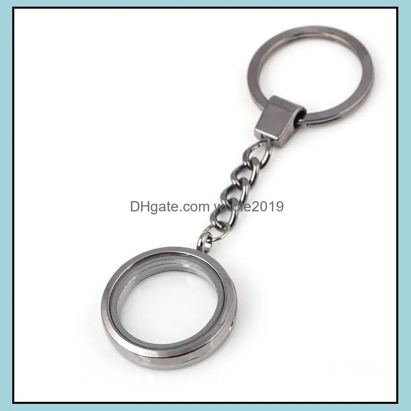 openable floating locket key rings round lockets pendants keychain diy fashion jewelry silver gold