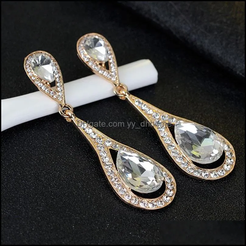 diamond water drop earrings wedding women ear rings dangle fashion jewelry for woman gifts
