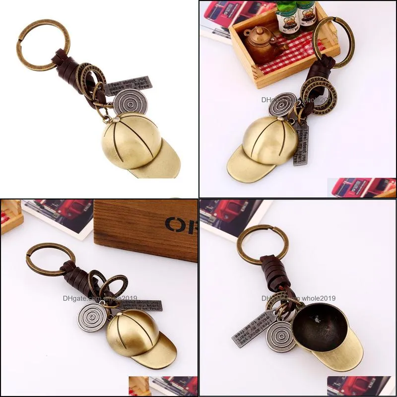 bronze baseball hat key ring i feel about you cap keychain bag hangs pendant fashion jewelry