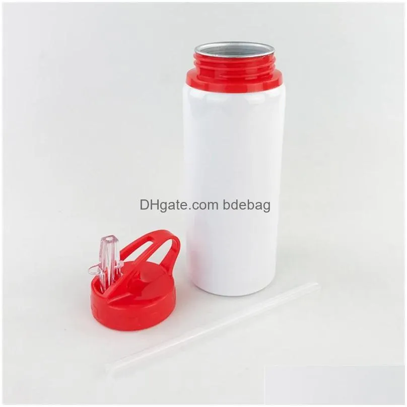 aluminum cup sublimation blanks heat resistant 600ml color cover big mouth suction nozzle water bottle sports kettle white diy 8 5ty