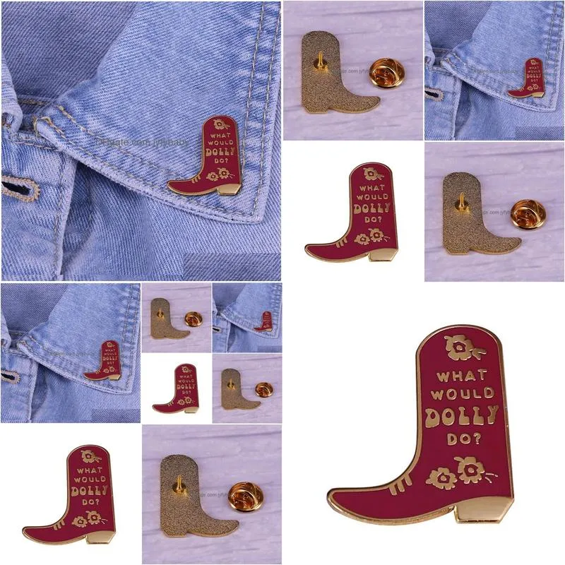 dolly parton  boot enamel pin i will always love you jolene coat of many colors western cowgirl country music brooch