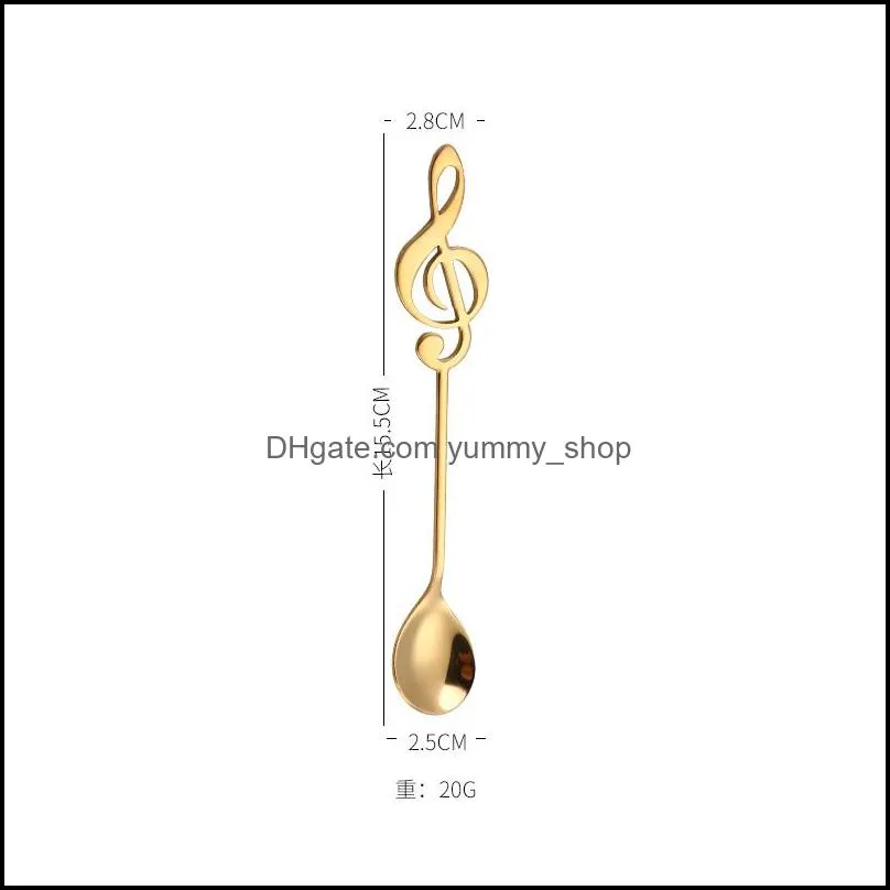 music note coffee spoon stainless steel home kitchen dining flatware ice cream dessert spoons cutlery tool