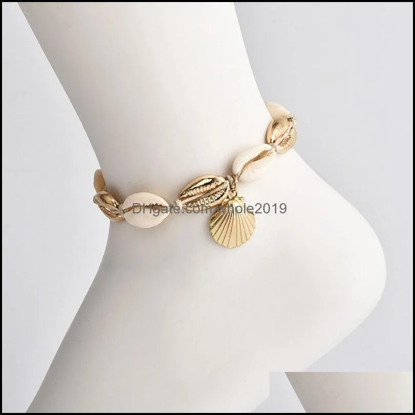 shell anklet chain metal gold shell ankle bracelet beach anklets foot chains beach jewelry for women gift