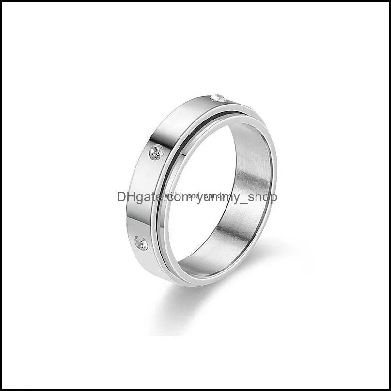 stainless steel rotatable ring band finger rotating couple diamond rings wedding engagement bands for men women jewelry