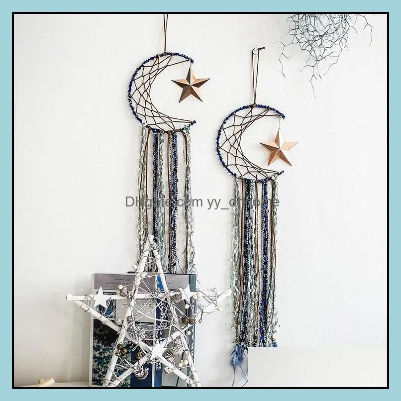 boho macrame wall hanging moon star bohemian home decor tassel feather wall hangings handmade woven home decor