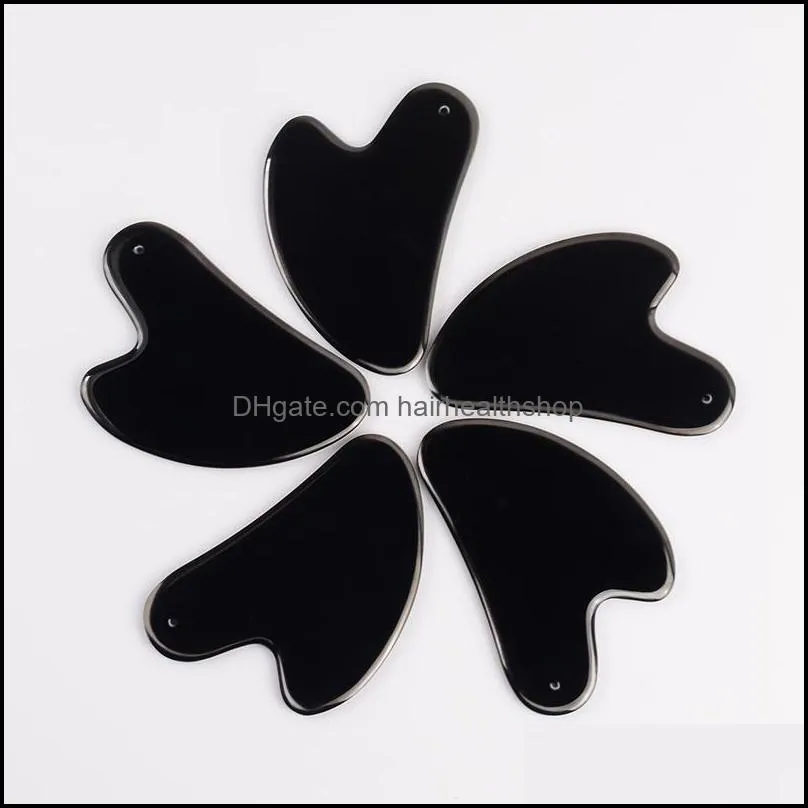 high quality beauty skincare face care guasha massager electroplating black 304 stainless steel heart shape facial gua sha scraping massage