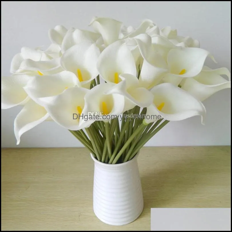 pu artificial flower calla lily imitation white flower bouquet wedding party garden home decor